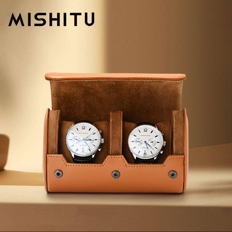 Men Accessories For Travel - MISHITU 1/2/3-Slot Watch Storage Roll Travel